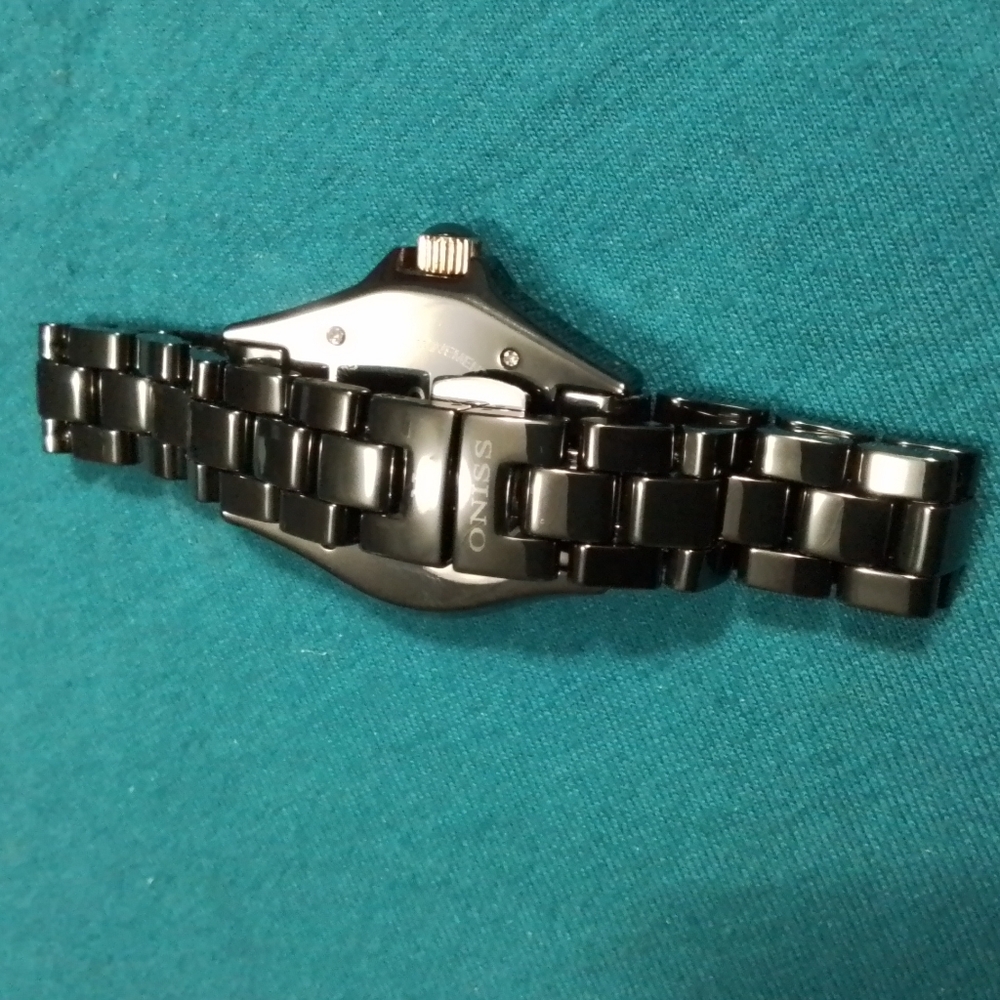 (898)Vintage Oniss Paris Women's ON815-LRG BLK Lario Ceramic Collection Swiss - Picture 12 of 14
